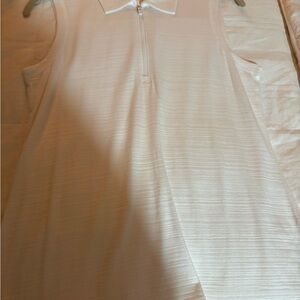 Talbots White Textured Sleeveless Zip Top